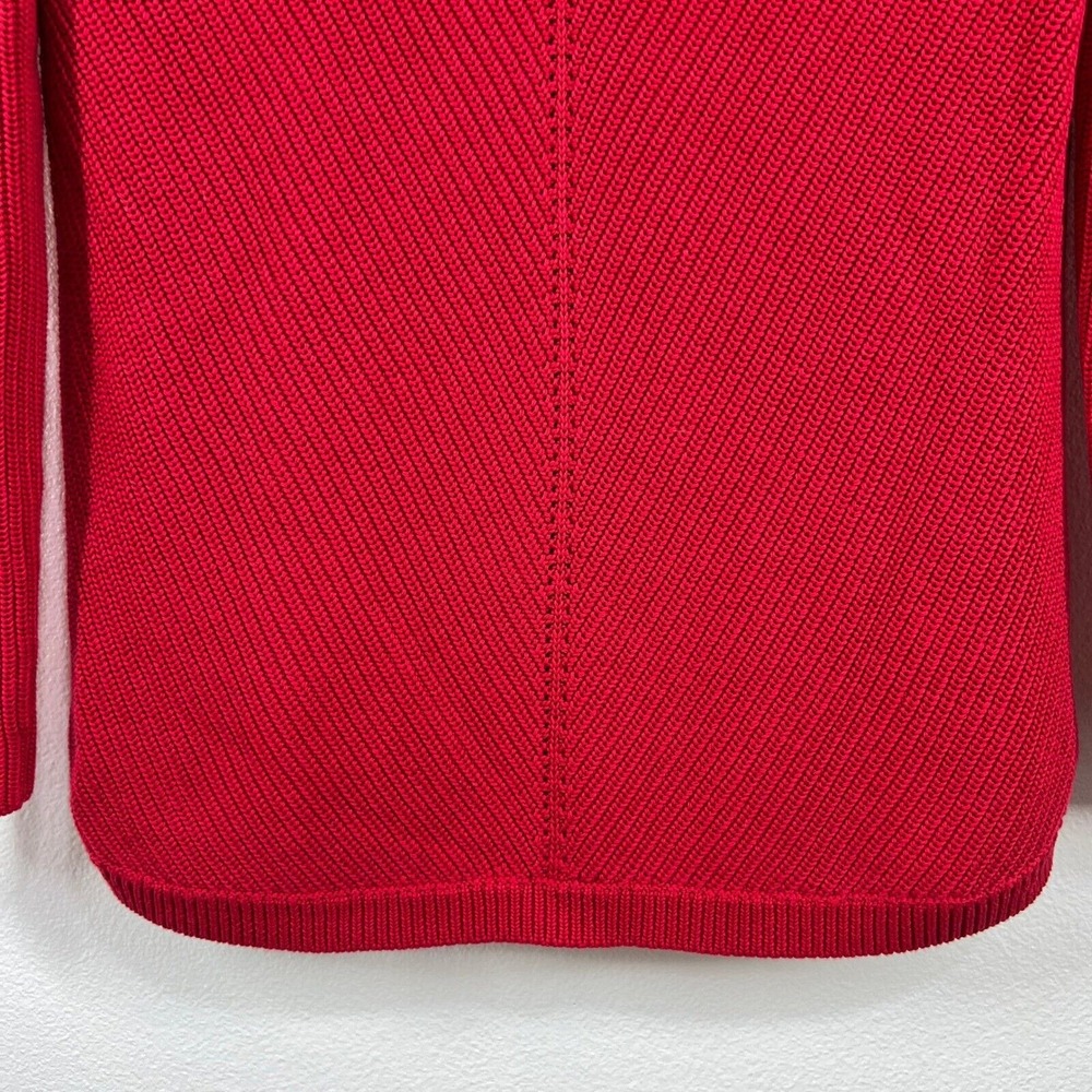 Talbots Red Cotton Blend Ribbed Knit Sweater Medium Cowl Neck Knit Pullover‎ Top - Picture 8 of 12